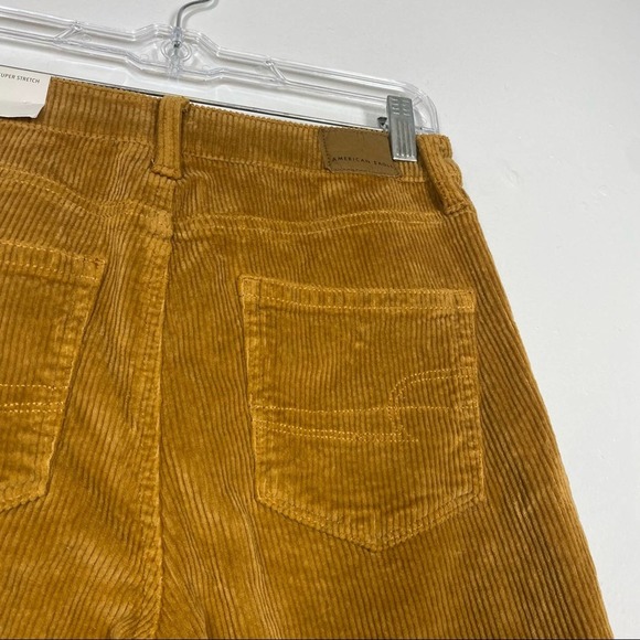 AMERICAN EAGLE New! Corduroy Mom Jean Cuffed Mustard Yellow Golden 0 - Picture 9 of 9